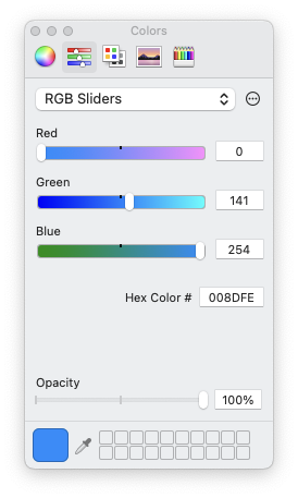 Hex numbers are used to select colors.